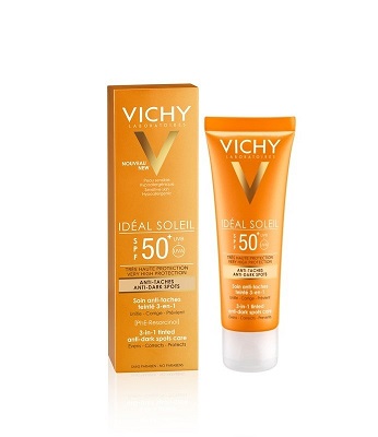 Vichy Ideal Soleil 3 In 1 Tinted Anti Dark Spot SPF50 - Kem chống nắng không nhờn rít và làm giảm thâm nám 