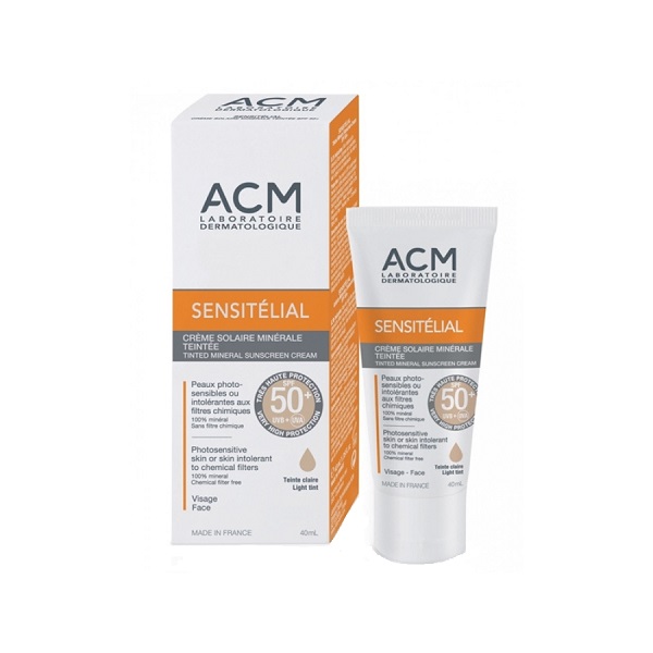 Kem chống nắng cho da nhạy cảm ACM Sensitelial Mineral Cream SPF 50 Light Tint 40ml 