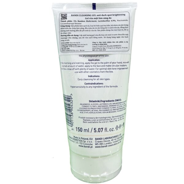 Gel rửa mặt sáng da Bandi Cleansing Gel anti dark spot brightening