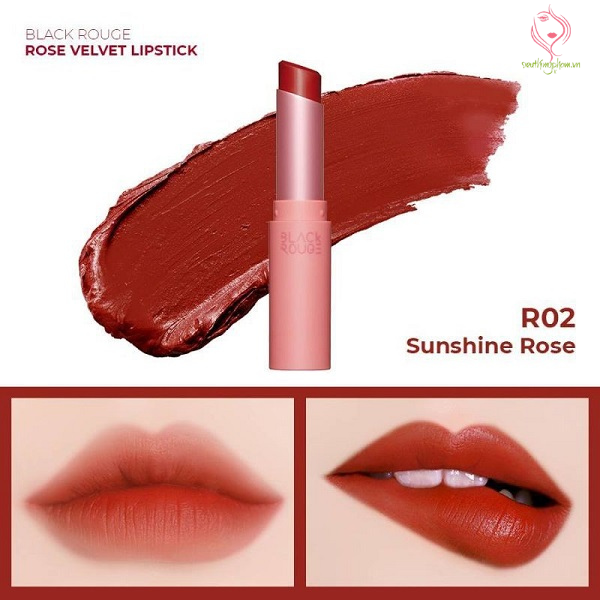 Son Black Rouge màu đỏ đất R02 Sunshine Rose Son Black Rouge màu đỏ đất R02 Sunshine Rose