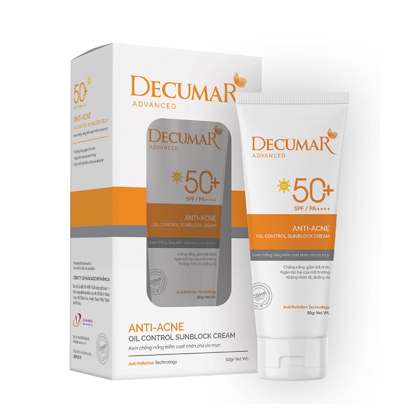 Decumar Anti- Acne Oil Control Sunblock Cream SPF 50+- Kem chống nắng kiểm soát nhờn cho da mụn