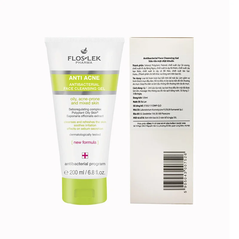 Floslek anti acne antibacterial face cleansing gel