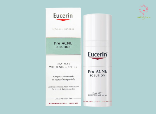 Kem dưỡng trắng da mặt cho da dầu mụn Eucerin Pro ACNE Solution Day Mat Whitening SPF30