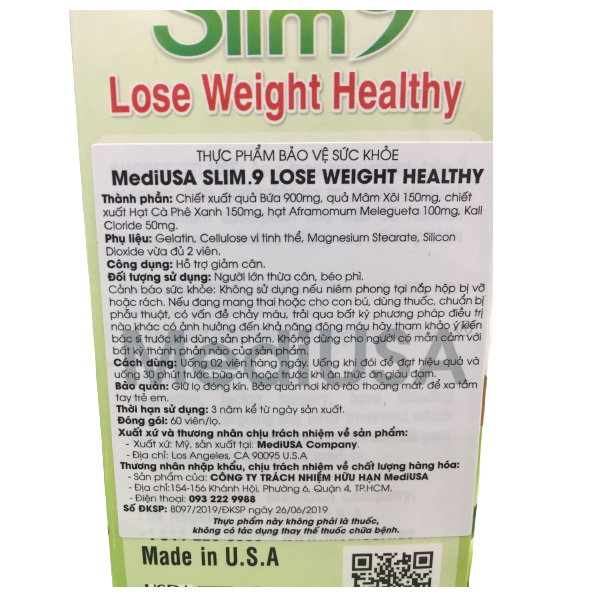 MediUSA Slim 9- Viên uống giảm cân
