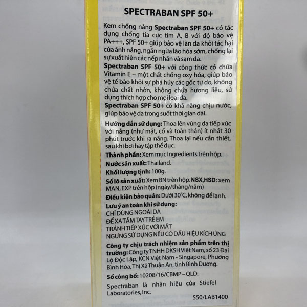 Spectraban Spf 50+- Kem chống nắng cho da mặt và cơ thể