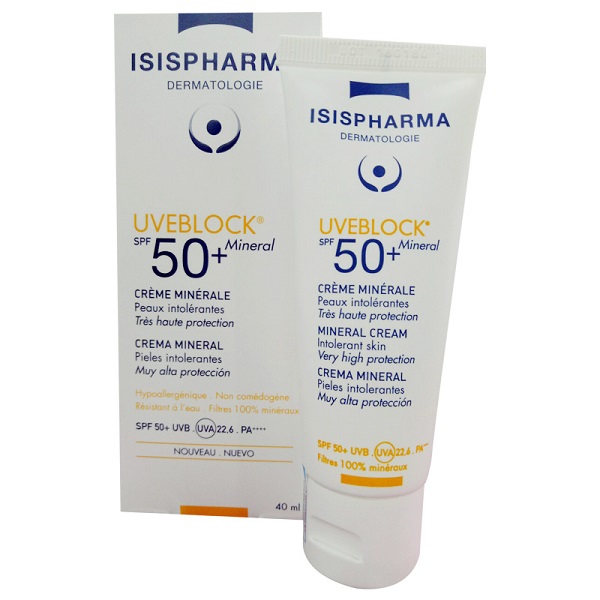 Isispharma Uveblock SPF50+ Mineral Cream 40ml- Kem chống nắng 