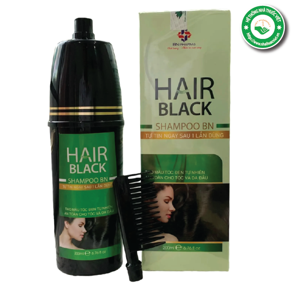 Dầu gội phủ đen tóc HAIR BLACK BN Pharma (Hộp 1 chai 200ml)