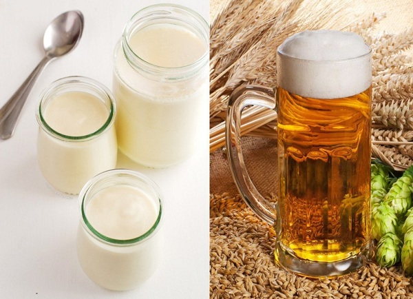 Cách làm trắng da bằng bia và sữa chua