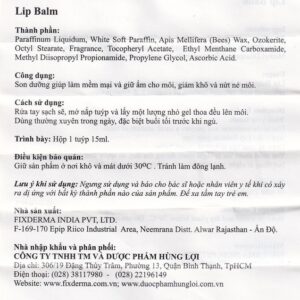 Fixderma Lip Balm - Son dưỡng môi duy trì độ ẩm sâu và chống khô nứt môi