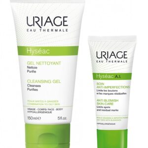 Bộ sản phẩm trị mụn Uriage dành cho da nhờn: Gel rửa mặt Uriage Hyseac Gel Nettoyant Cleansing Gel + Kem giảm mụn Uriage Hyseac A.I. Soin Anti Imperfections