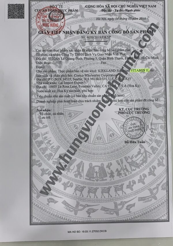 Viên uống KIRKLAND Signature VITAMIN E 180MG