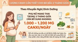 Lượng canxi cần thiết cho bà bầu 3 tháng giữa
