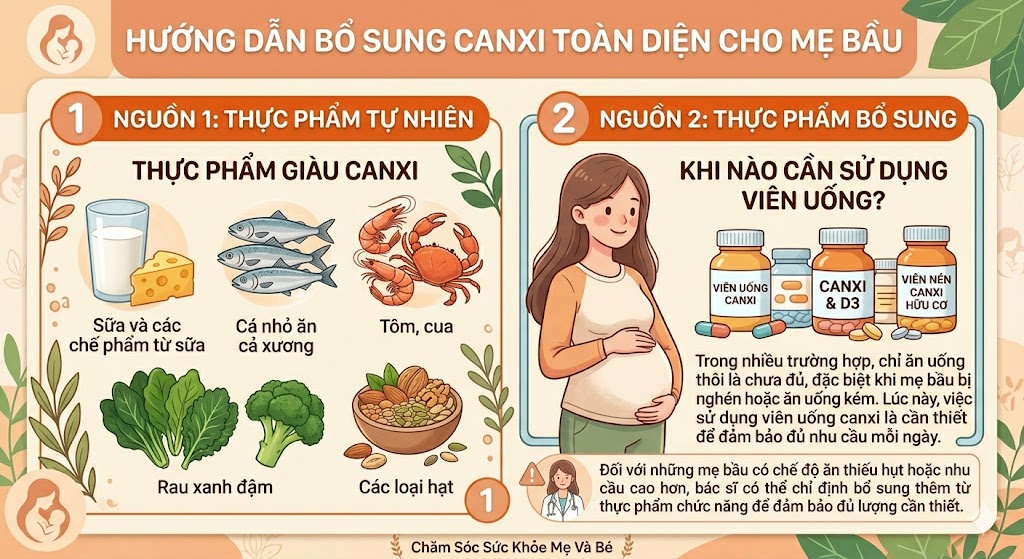 Nguồn bổ sung canxi cho mẹ bầu